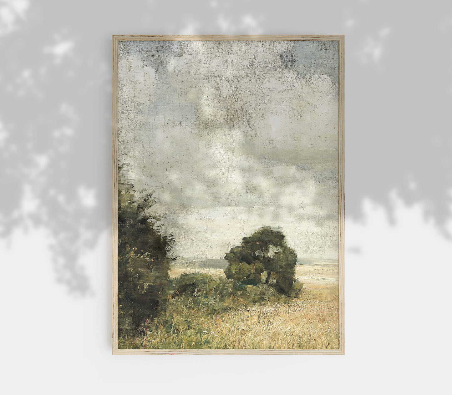 Vintage Green Landscape Painting | Golden Field Print