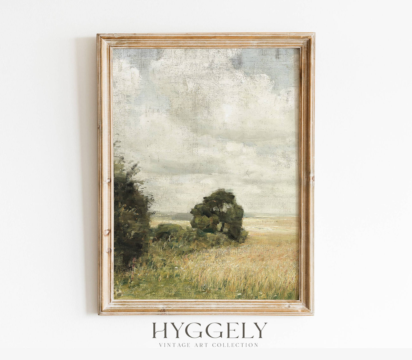 Vintage Green Landscape Painting | Golden Field Print