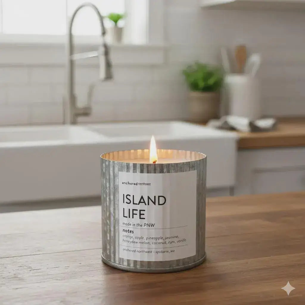 Sea Salt & Orchid Wood Wick Candle, Rustic Farmhouse Decor