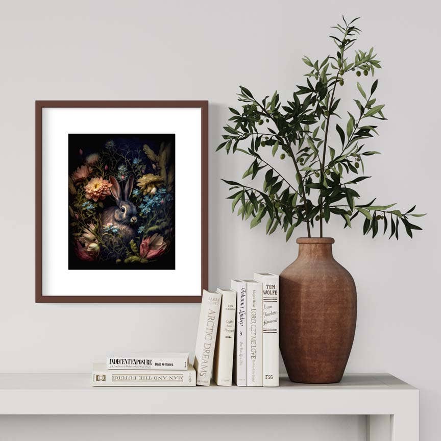 Rabbit in Floral Antique Painting Wall Decor