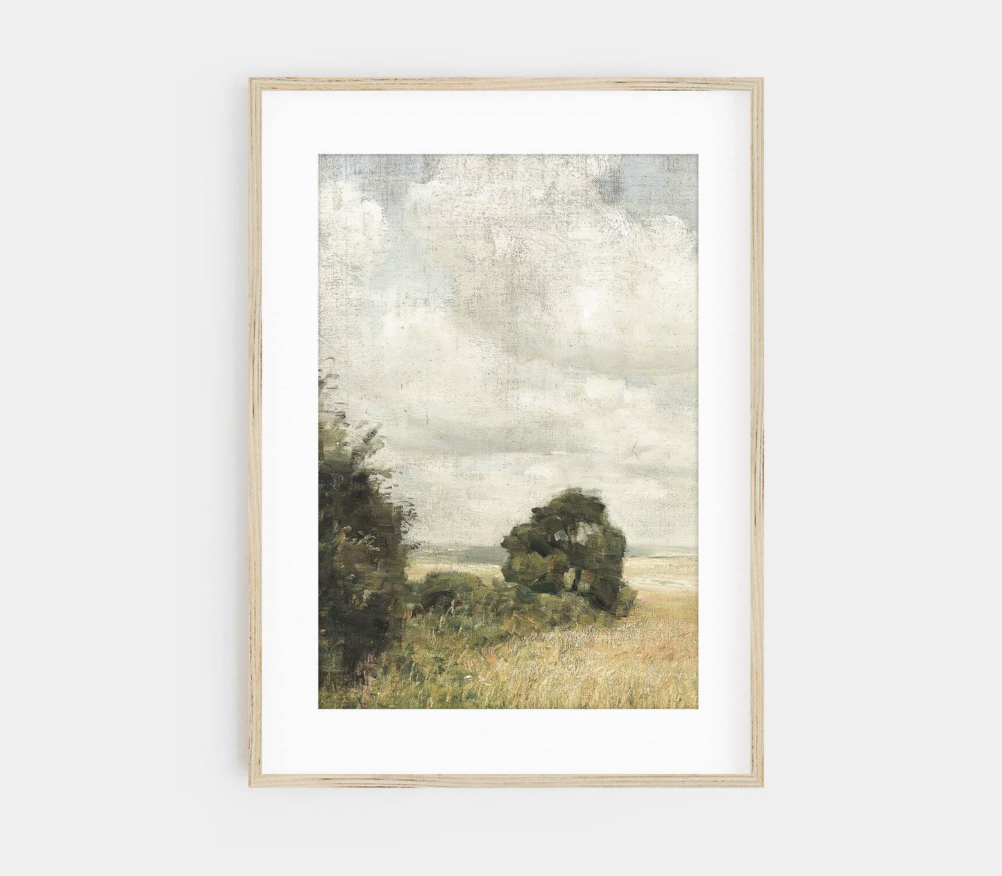 Vintage Green Landscape Painting | Golden Field Print