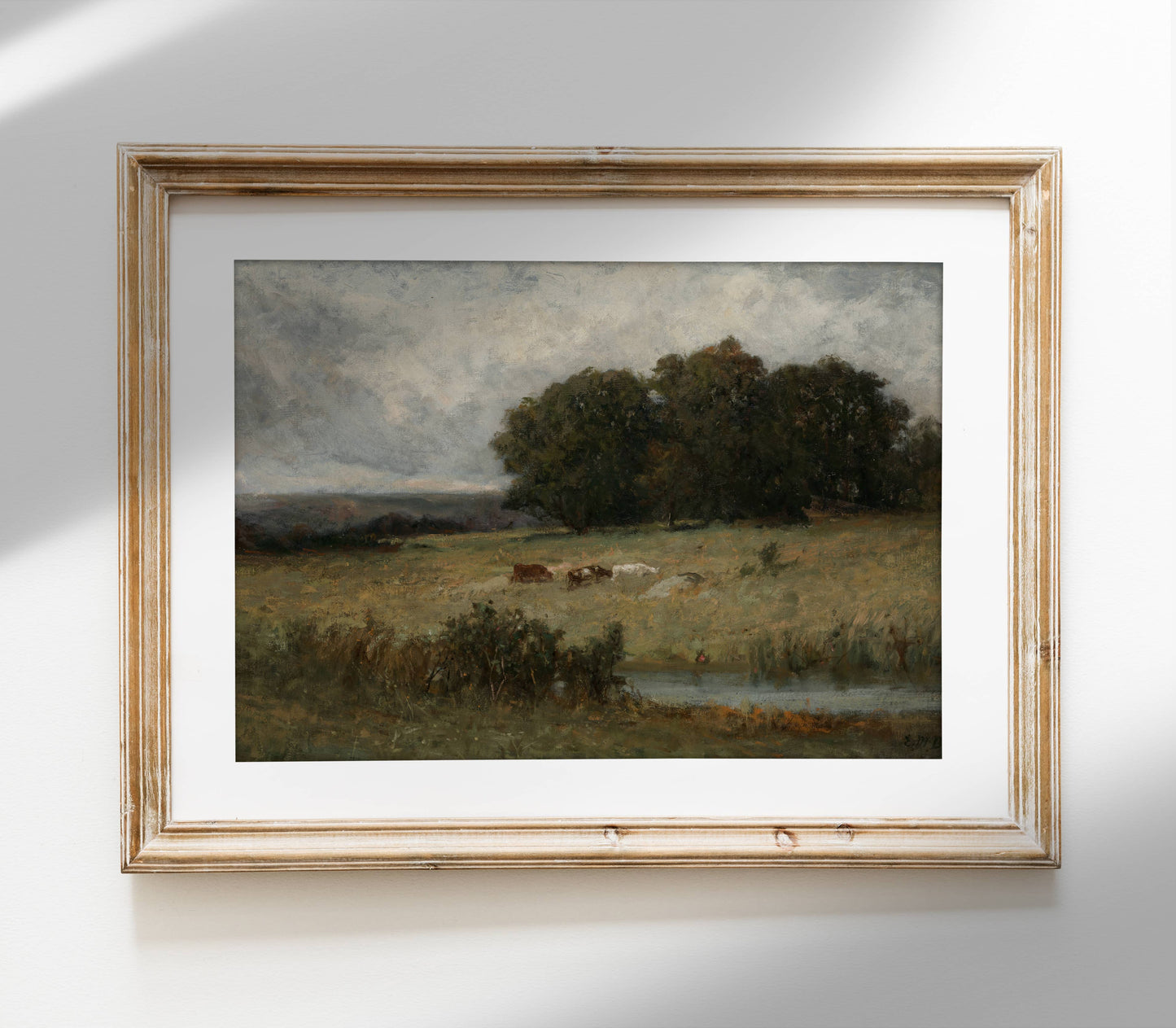 Vintage Farmhouse Painting | Moody Landscape Art Print