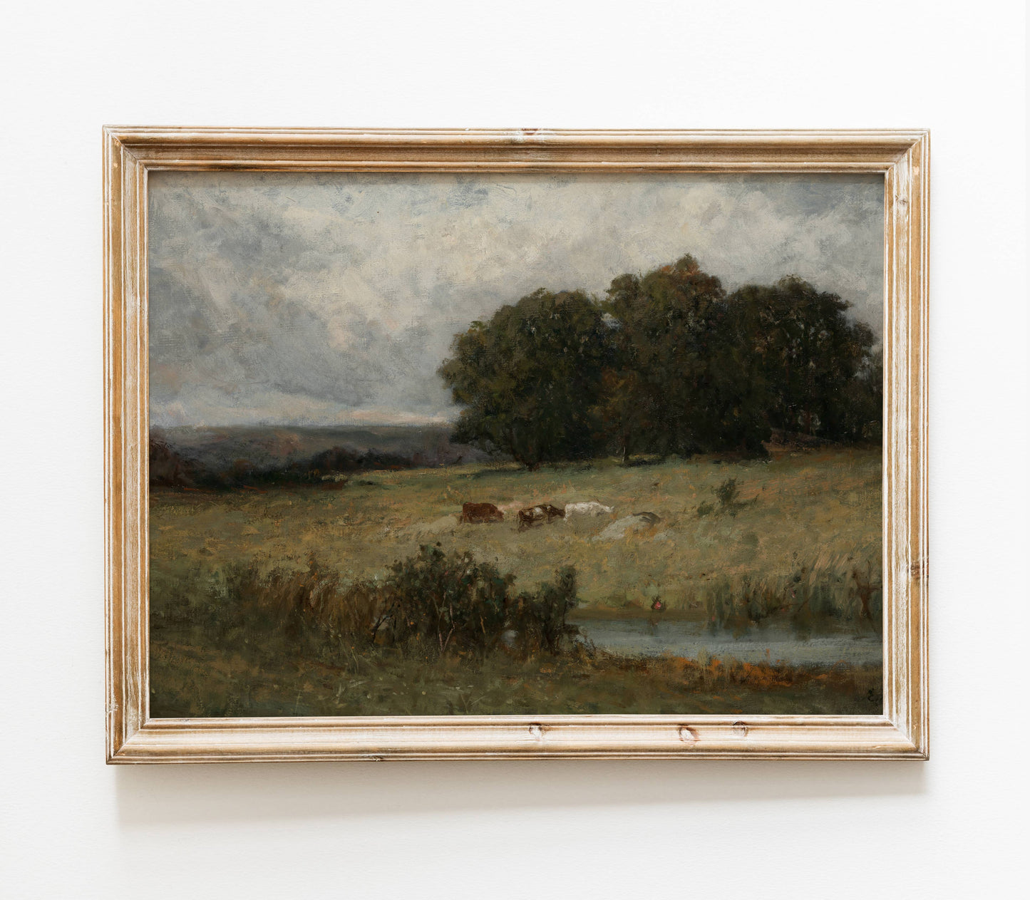 Vintage Farmhouse Painting | Moody Landscape Art Print