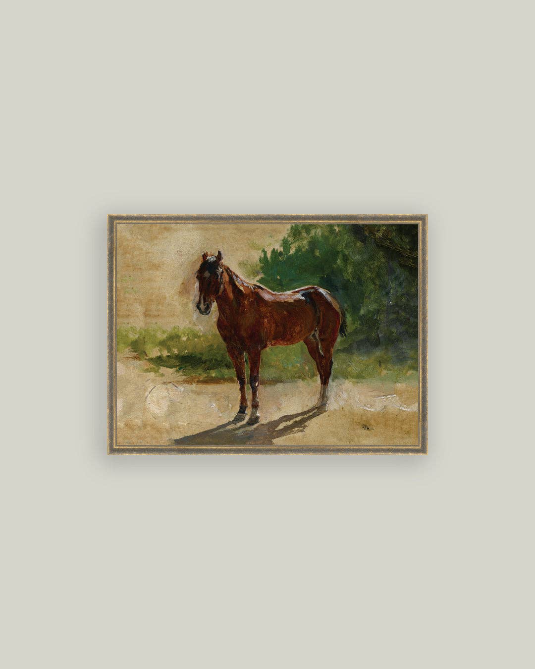 Brown Horse Study Framed Antique Art