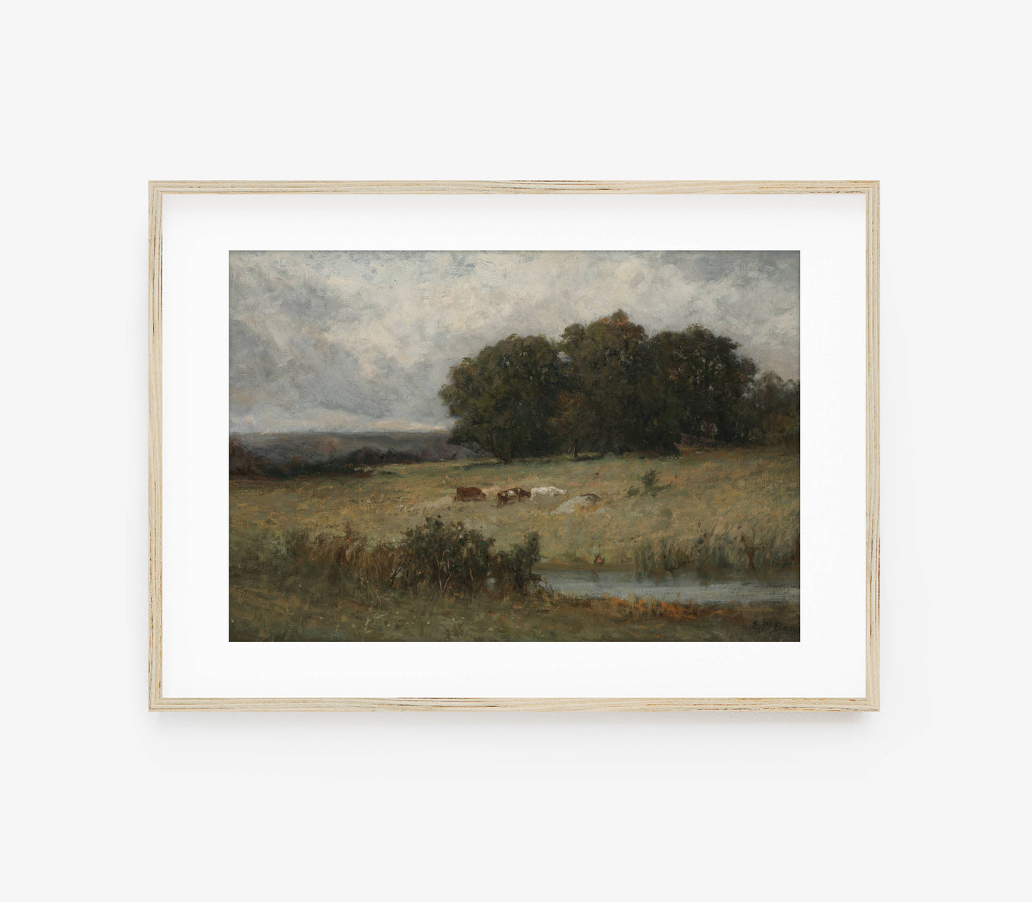 Vintage Farmhouse Painting | Moody Landscape Art Print