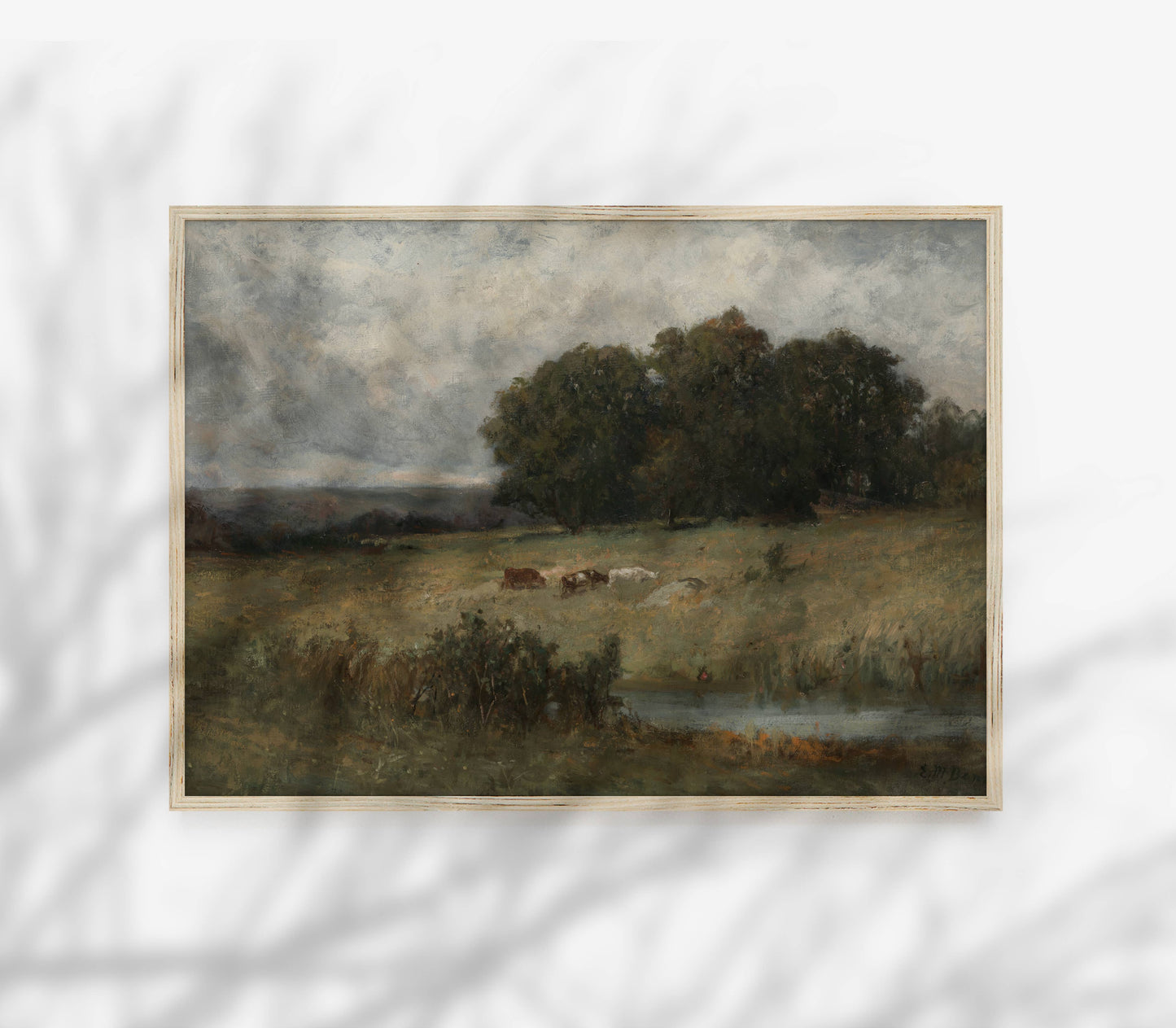 Vintage Farmhouse Painting | Moody Landscape Art Print