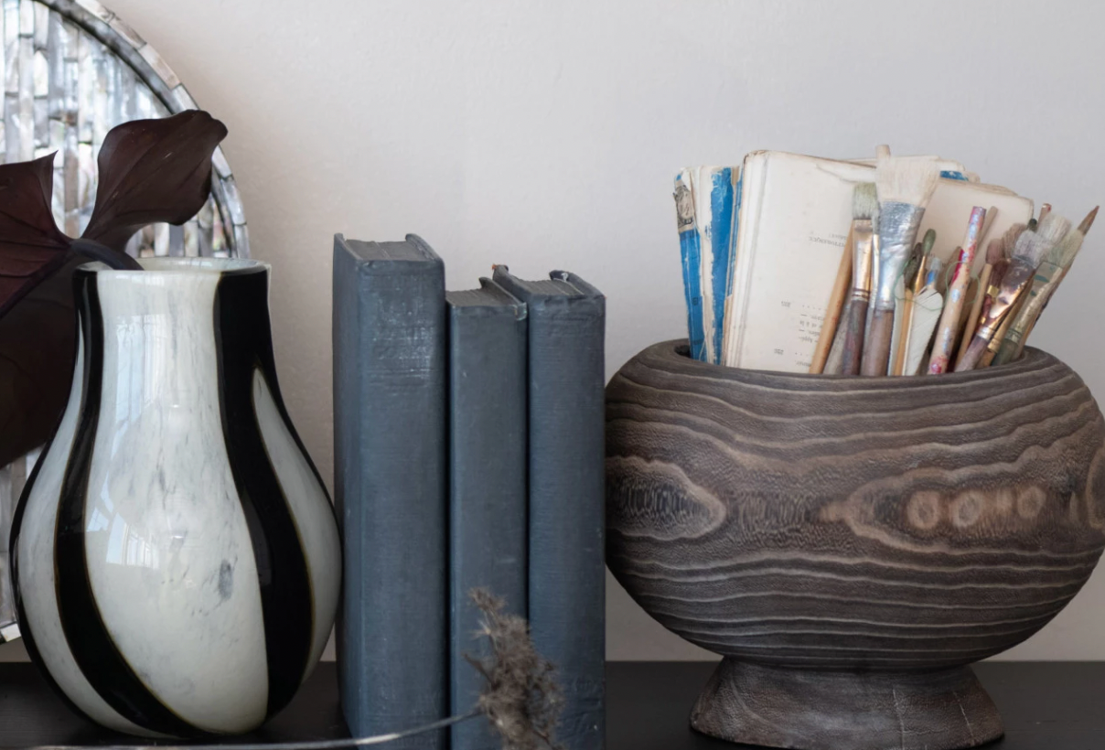 Paulownia Wood Planter, Stained Finish (Holds 8" Pot)