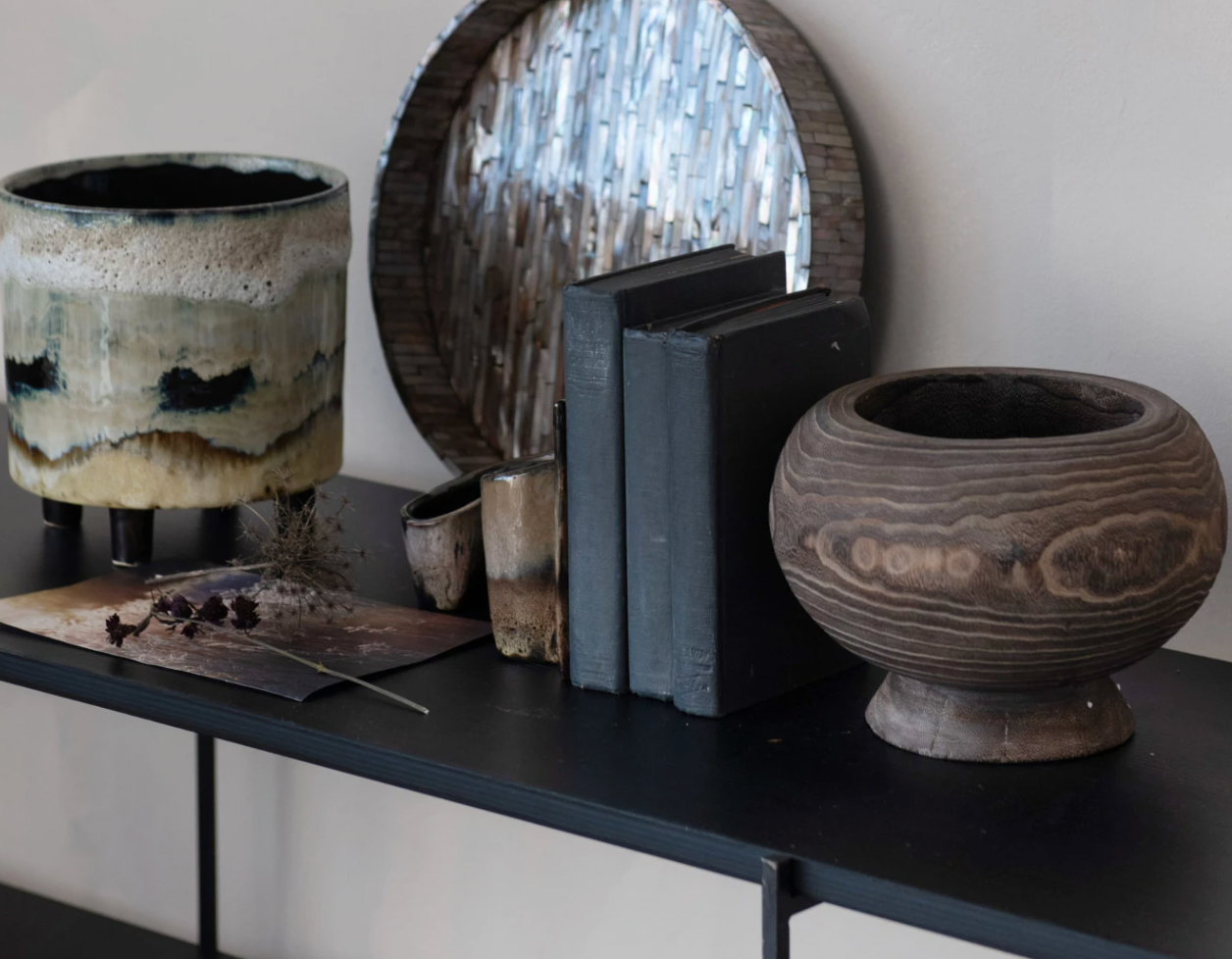 Paulownia Wood Planter, Stained Finish (Holds 8" Pot)