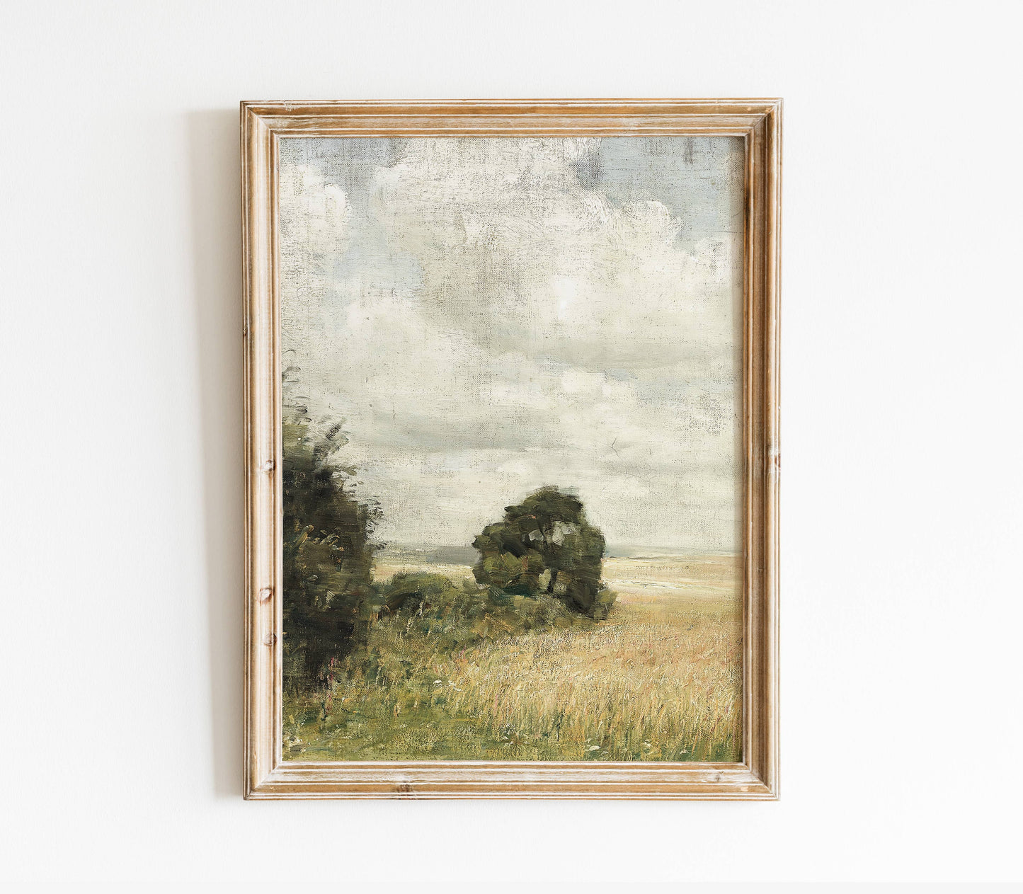 Vintage Green Landscape Painting | Golden Field Print