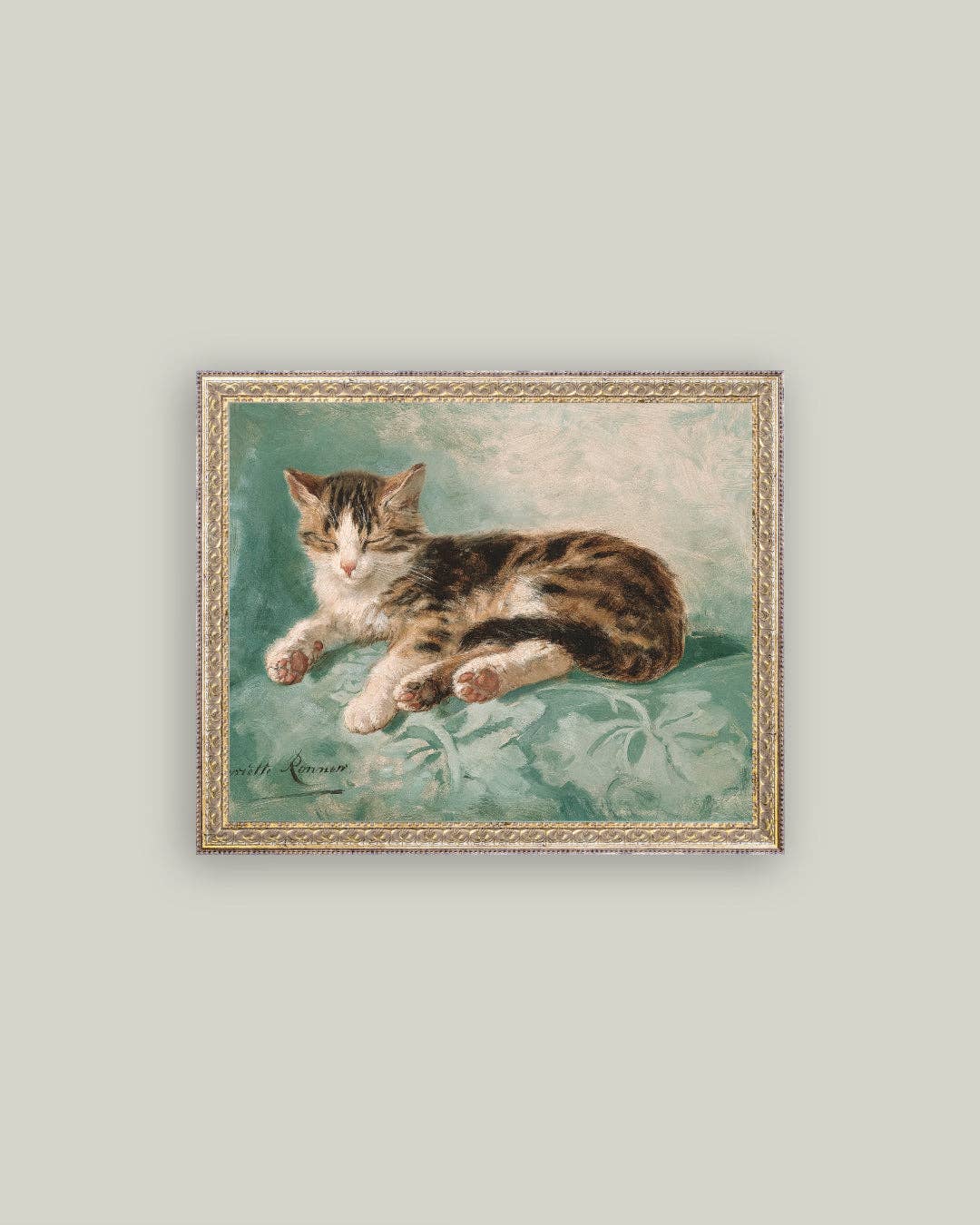 Cat Nap Framed Antique Art