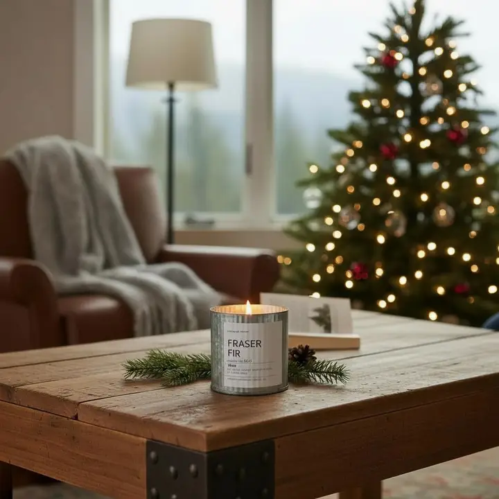 Fraser Fir Rustic Vintage Farmhouse Wood Wick Candle