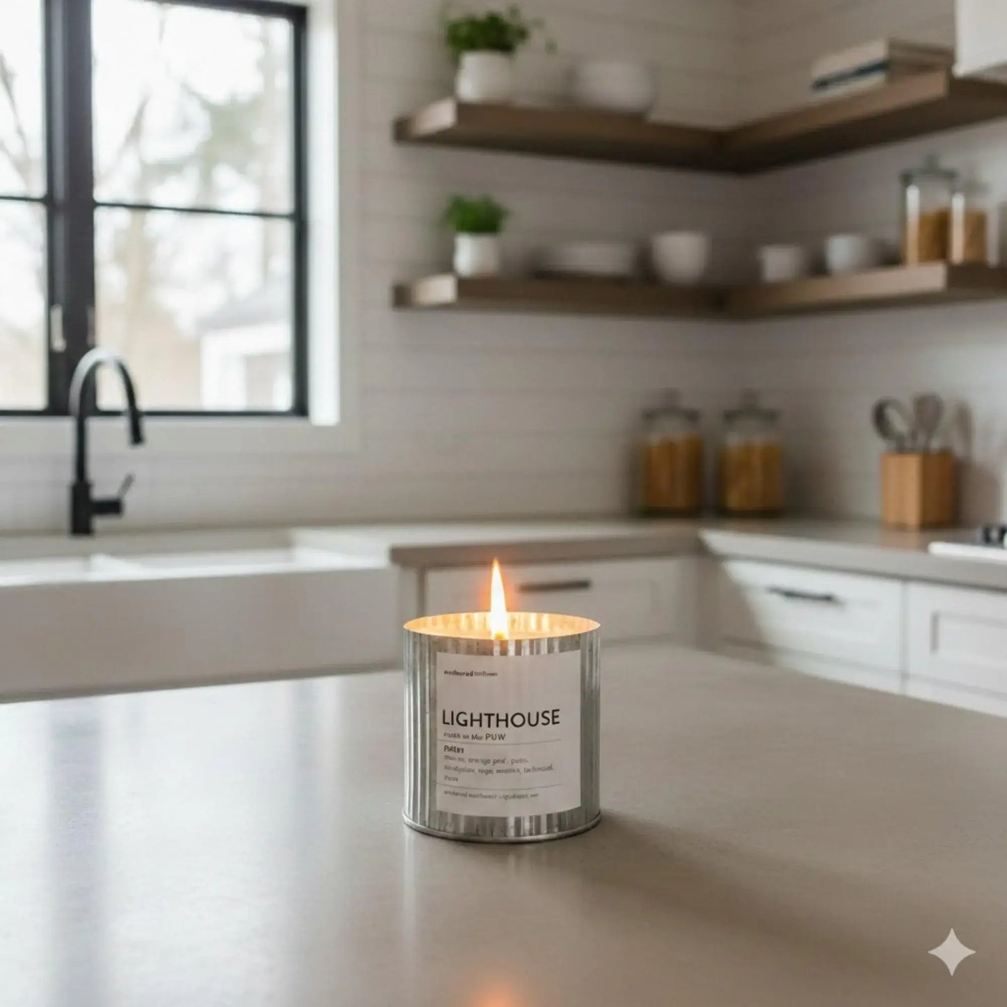 Sea Salt & Orchid Wood Wick Candle, Rustic Farmhouse Decor