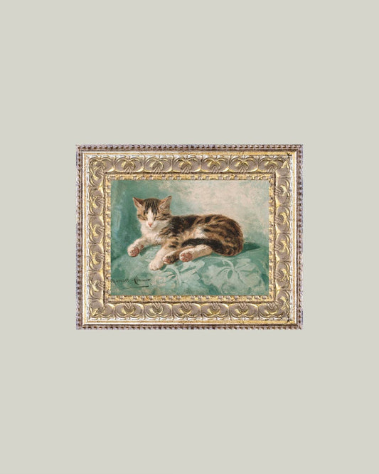 Cat Nap Framed Antique Art
