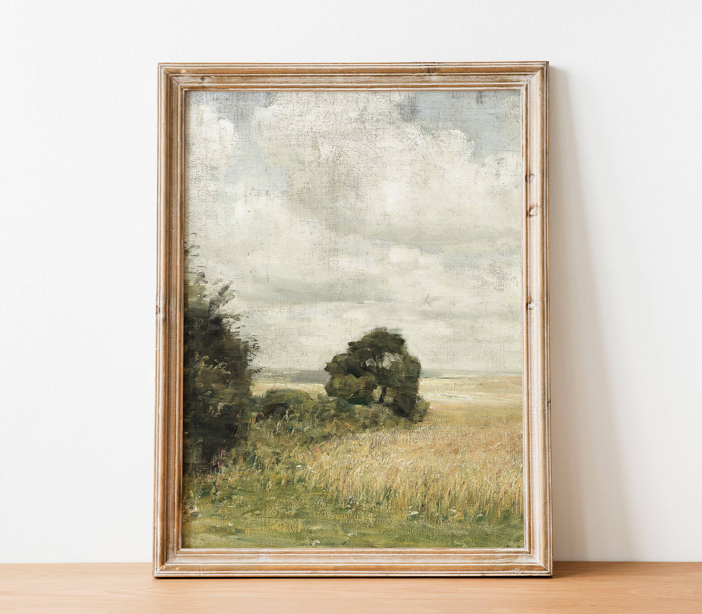 Vintage Green Landscape Painting | Golden Field Print