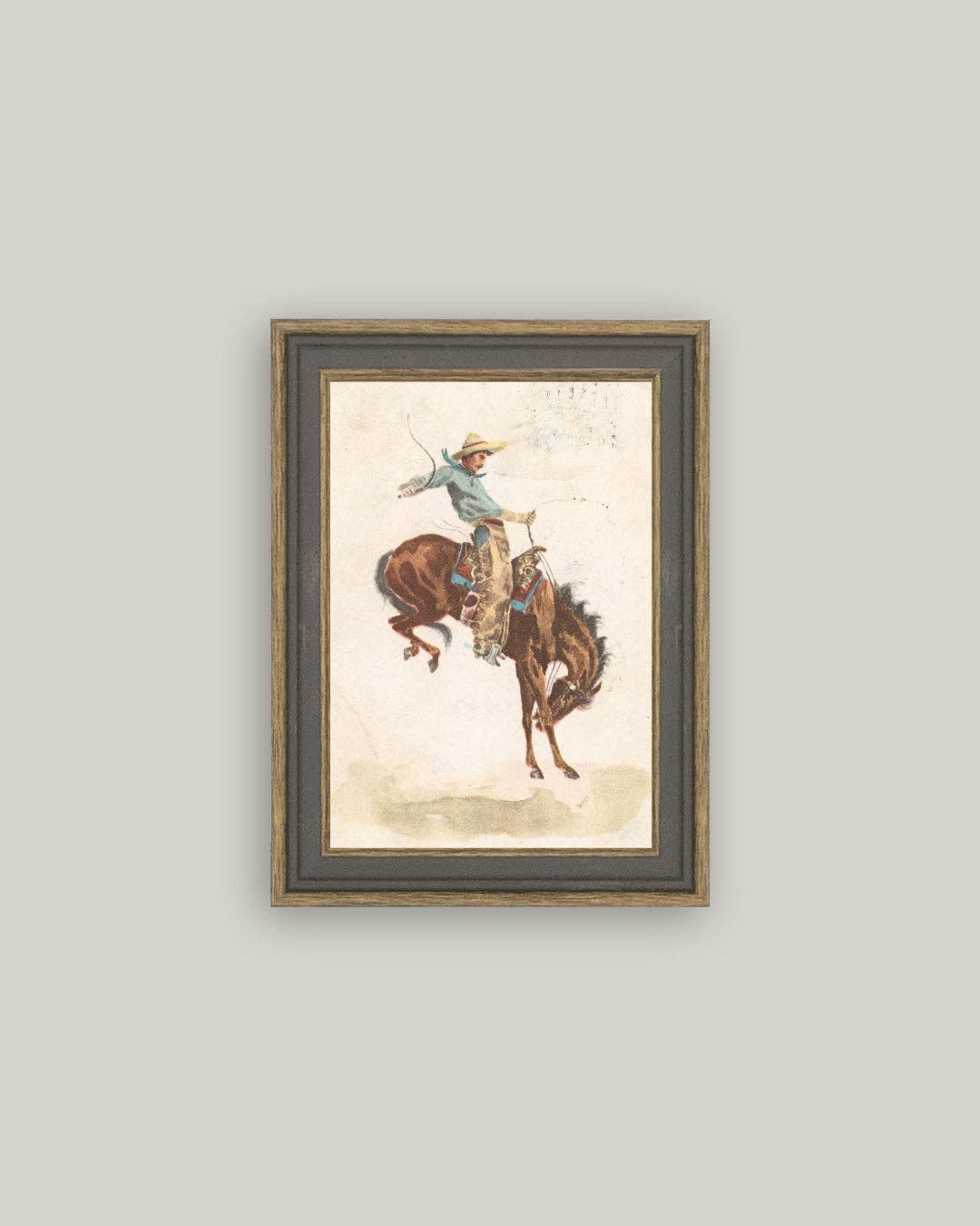 Bucking Bronco Framed Antique Art