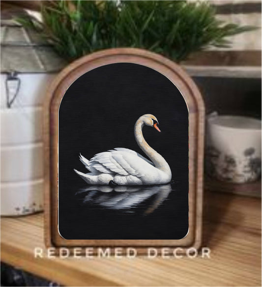 Arch Top Swan Framed Art