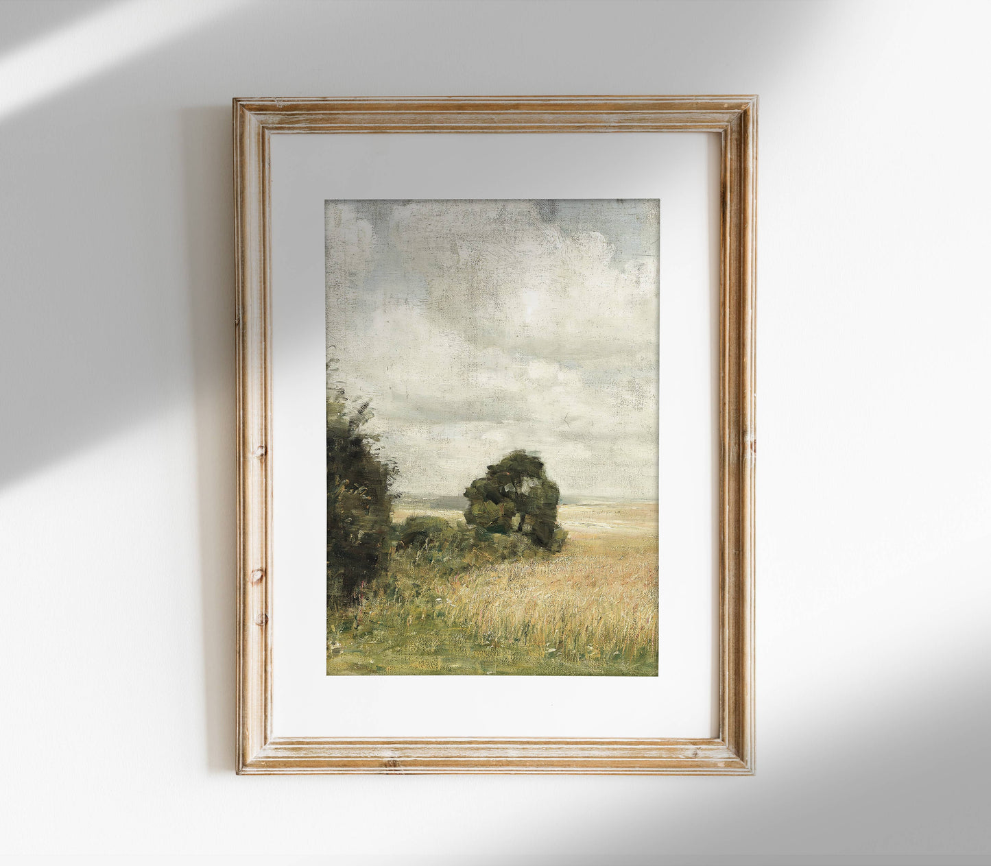 Vintage Green Landscape Painting | Golden Field Print
