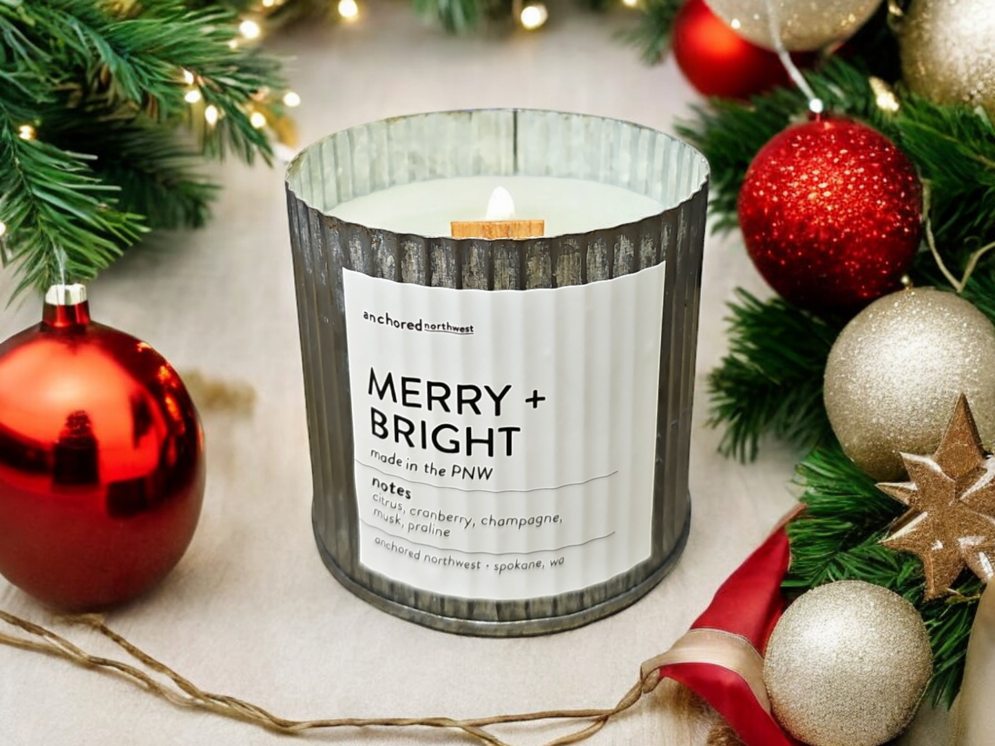 Merry + Bright Rustic Vintage Wood Wick Fall Candle