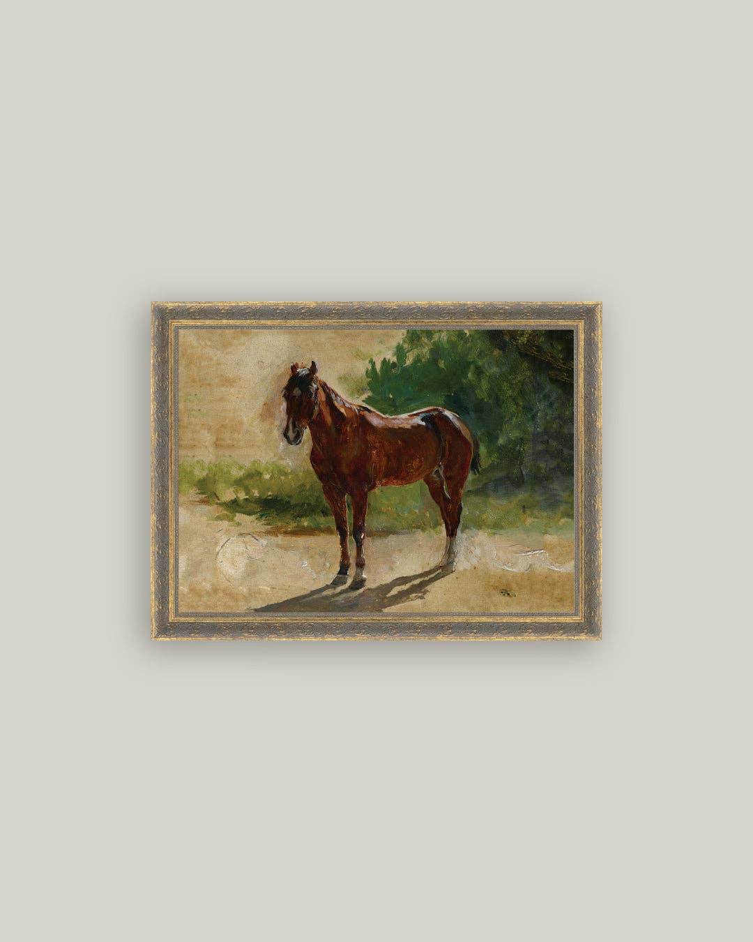 Brown Horse Study Framed Antique Art