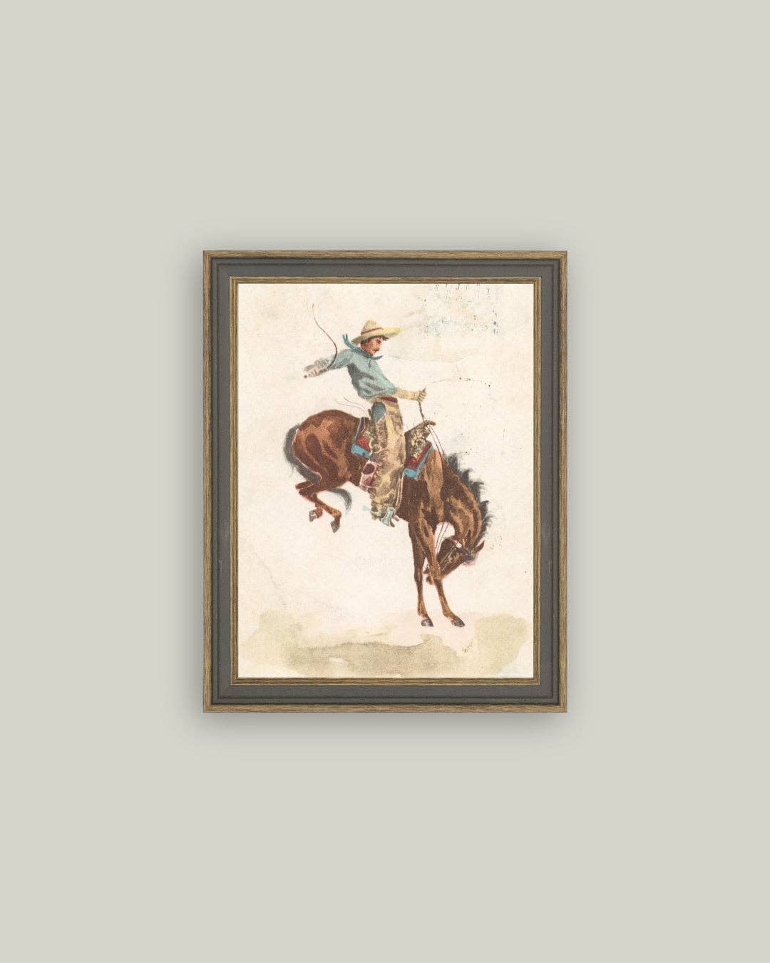 Bucking Bronco Framed Antique Art