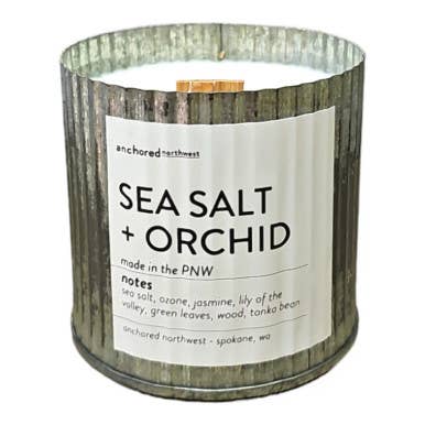 Sea Salt & Orchid Wood Wick Candle, Rustic Farmhouse Decor