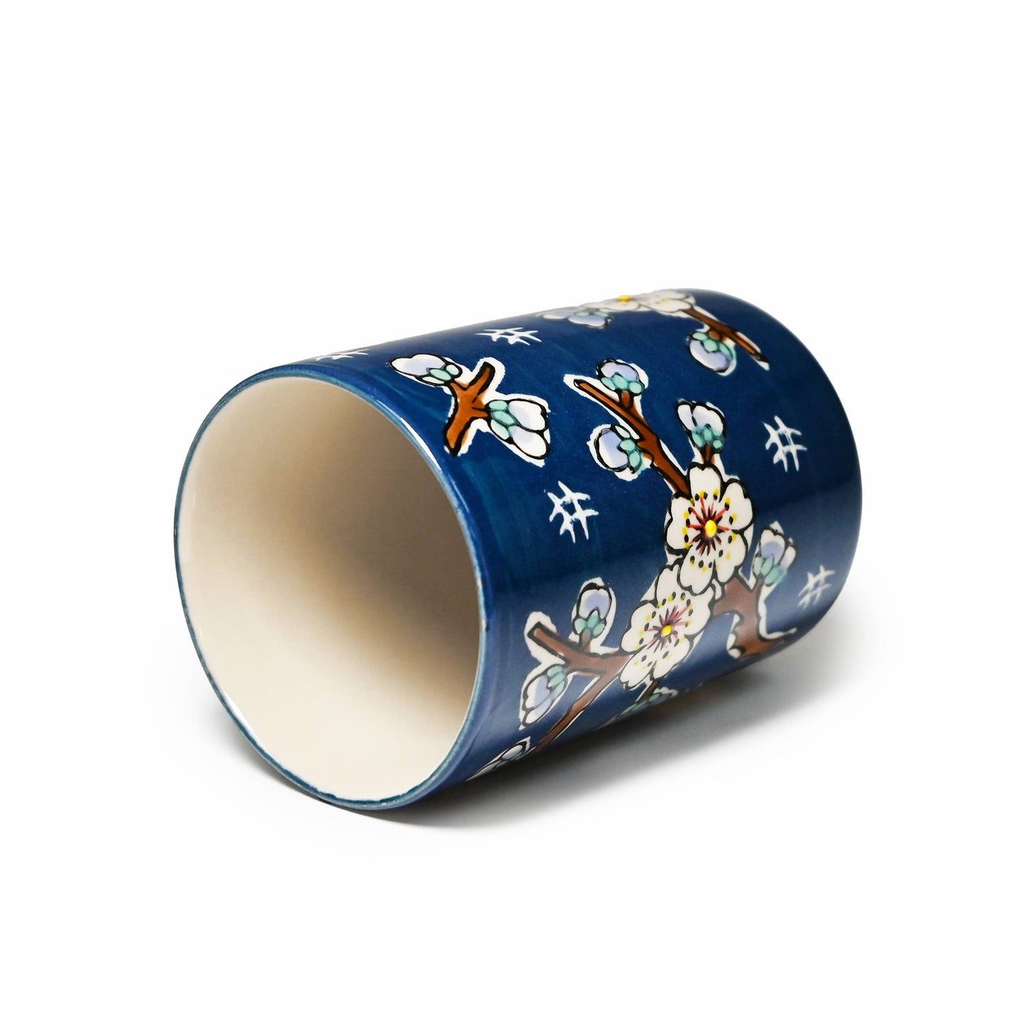 Mira Ceramic Yunomi Tea Cup – Japanese Floral Art (12oz)
