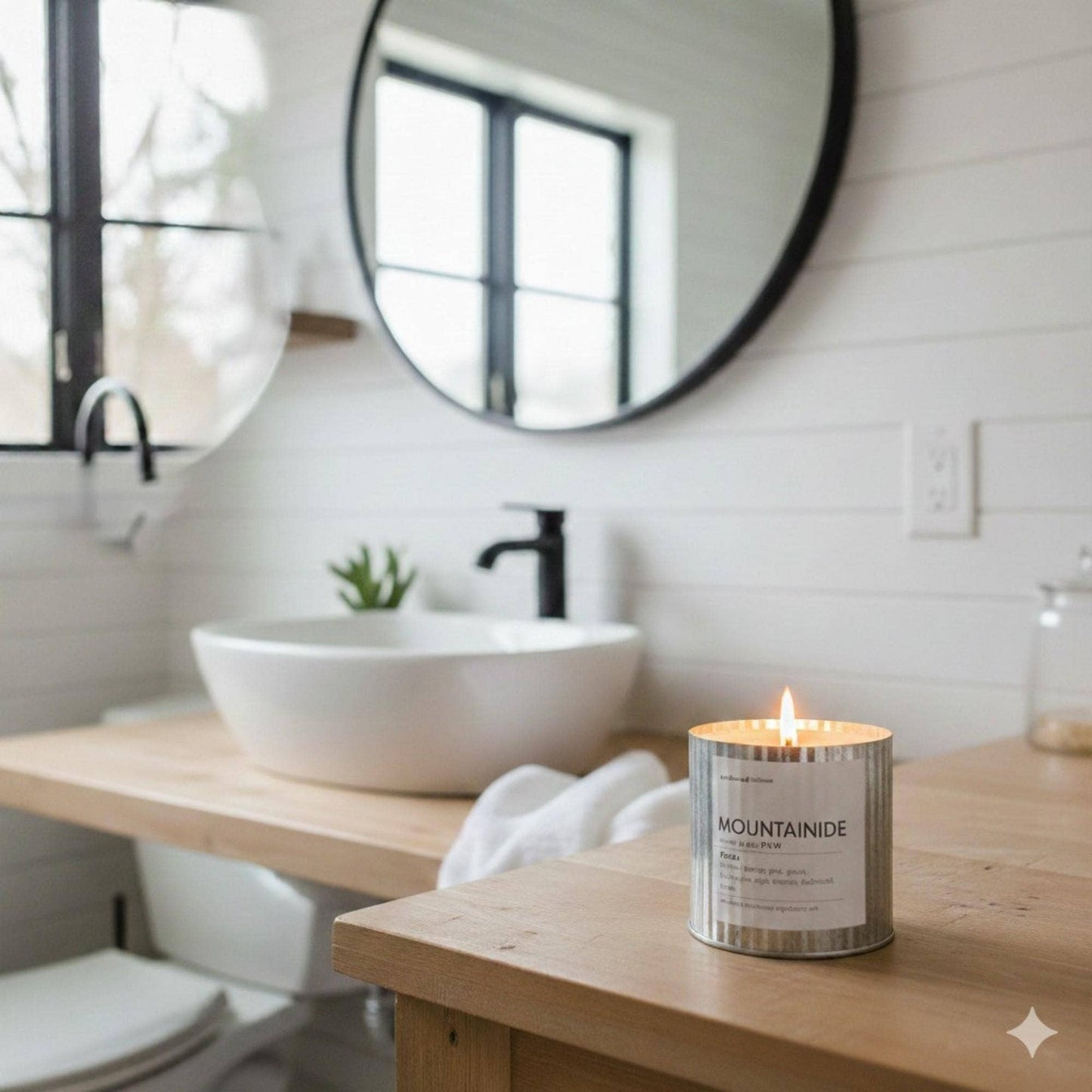 Sea Salt & Orchid Wood Wick Candle, Rustic Farmhouse Decor