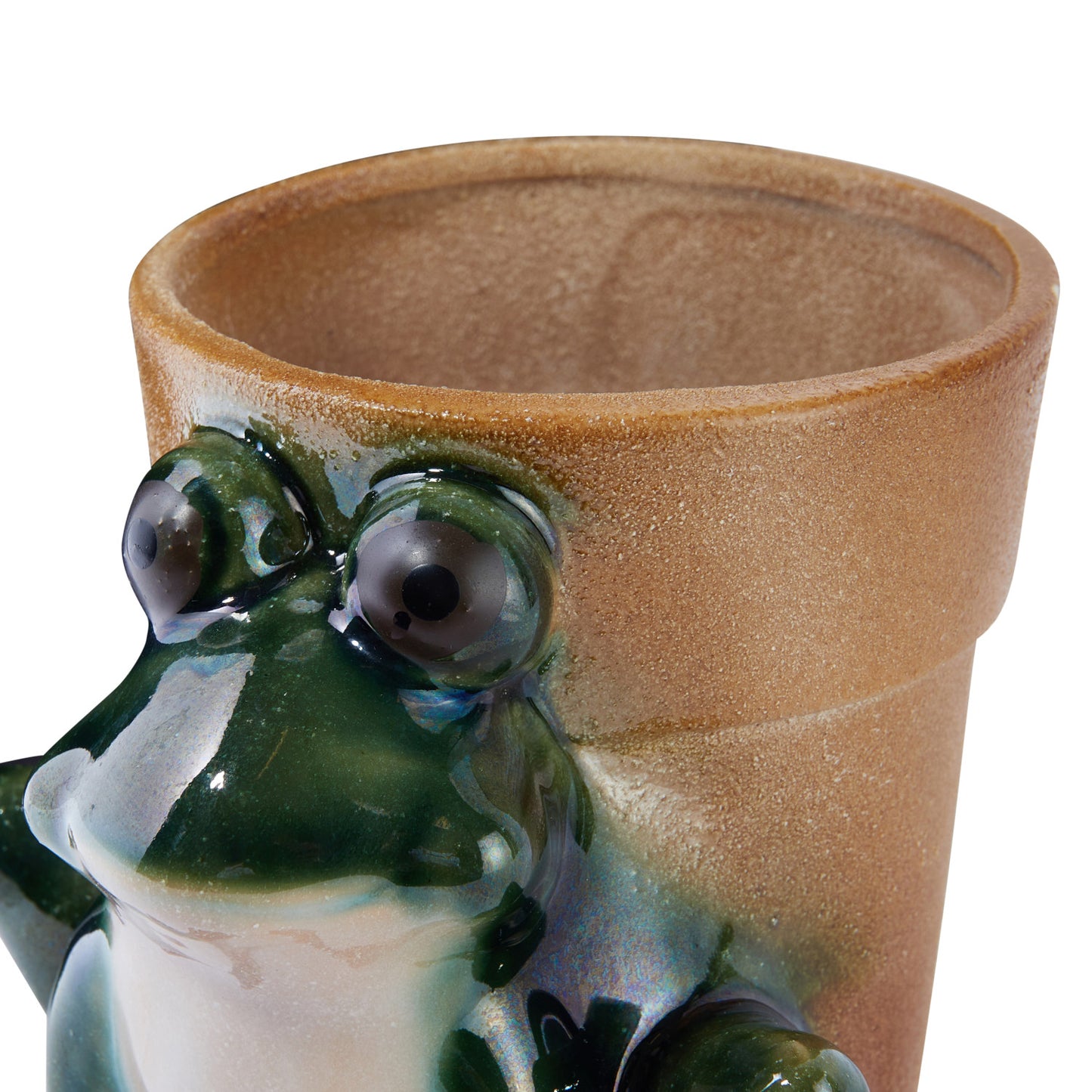 Stoneware Frog Planter, Reactive Glaze, Green, White & Brown (Each One Will Vary)