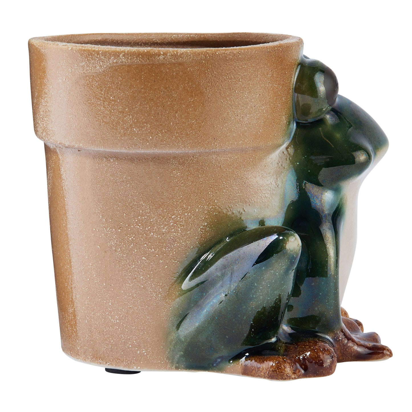 Stoneware Frog Planter, Reactive Glaze, Green, White & Brown (Each One Will Vary)