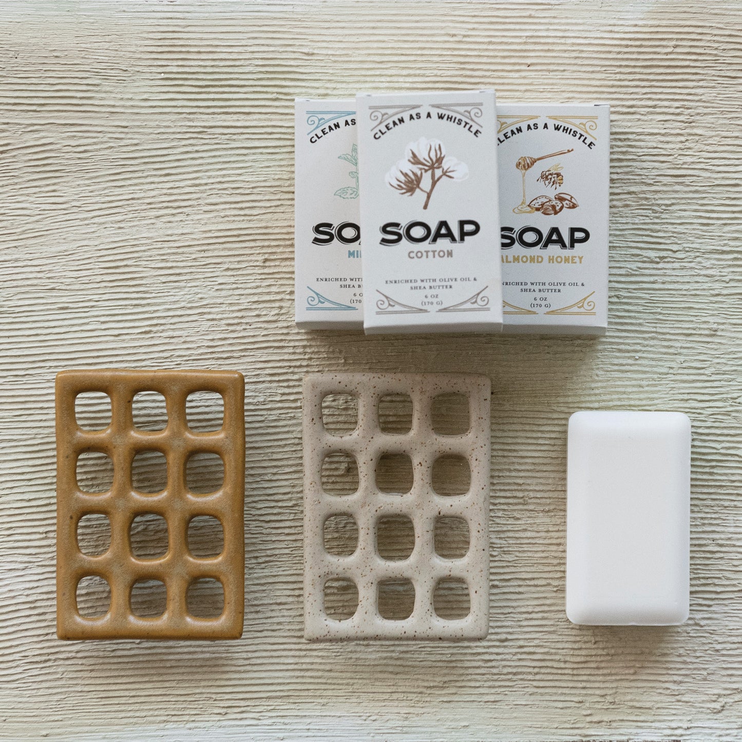 Stoneware Footed Soap Dish, 2 Colors (Each One Will Vary)