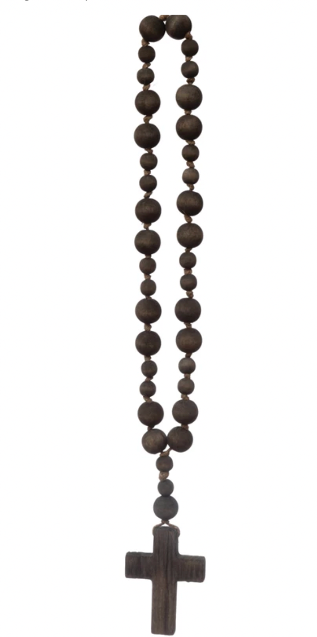 Wood Bead Rosary with Cross