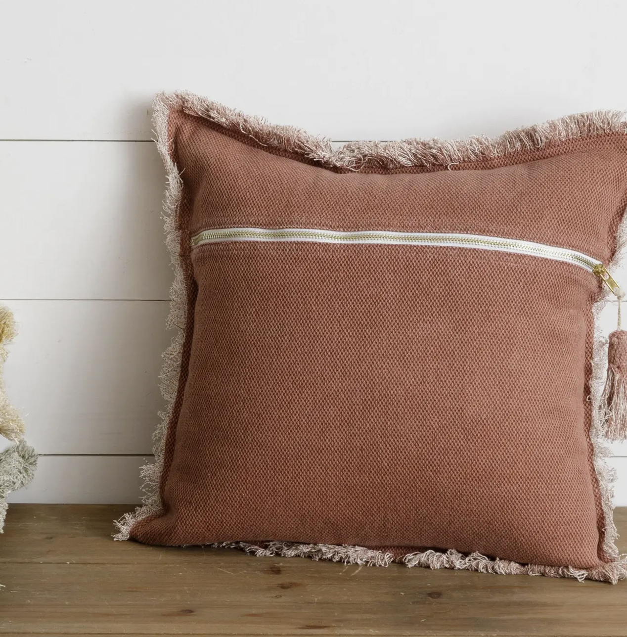 Stone Washed Tassel Pillow