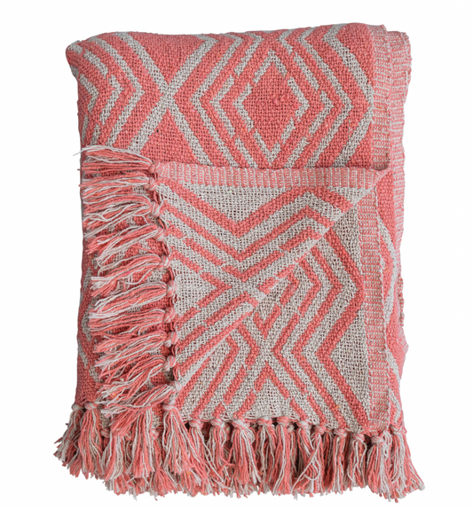 Recycled Cotton Blend Printed Throw
