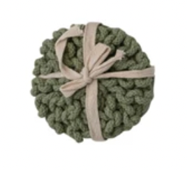 Round Cotton Crocheted Coasters Set of 4