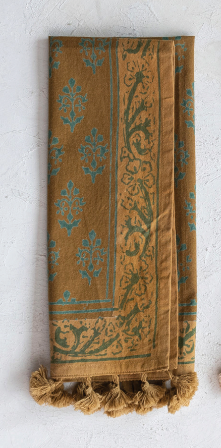 Cotton Printed Tea Towel w/ Design