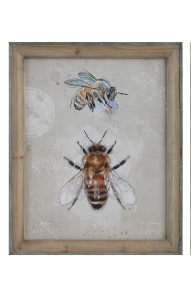 Framed Canvas Wall Decor with Bees