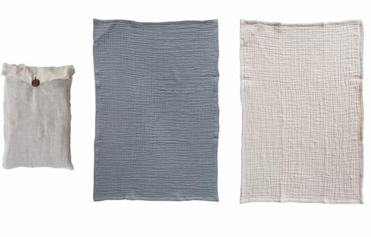 Cotton Double Cloth Tea Towels & Taupe