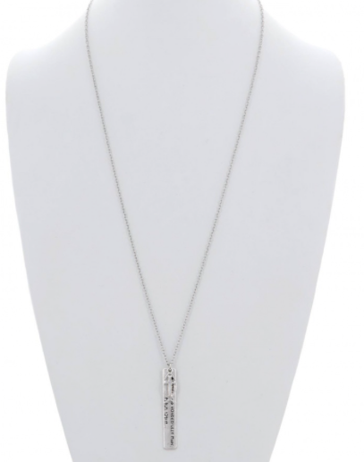 Cross Fish Bar Message Charm Long Necklace