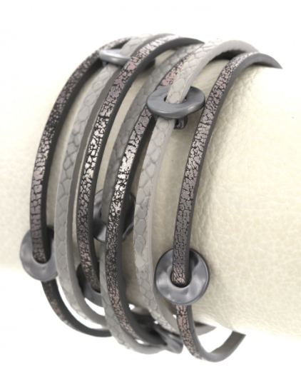 Multi Strand Leatherette Band Bracelet