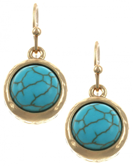 Metal Turquoise Stone Dangle Earring Set