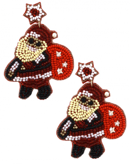 Santa Claus Seed Beads Drop Earring Set