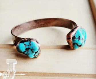 Genuine Natural Turquoise Cuff Bangle Bracelet