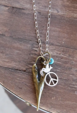 Peace Love & Turquosie Chain Necklace