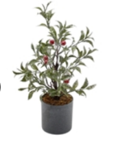 Small Silver Sparkle Green & Red Berry Tree Planter