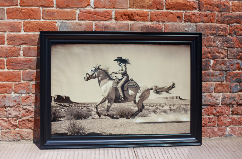 Vintage Cowgirl Film Still Framed