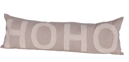 Ho Ho Appliqued Cotton Chambray Lumbar Pillow