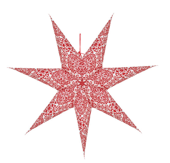 7-Point Printed Paper Star Ornament, 4 Styles