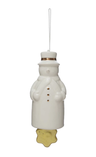 Stoneware Bell with Gold Electroplating, White