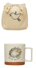 Mug w/ Christmas Saying & Image in Printed Drawstring Bag, 4 Styles