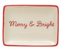 Dish w/ Holiday Words & Red/Green Rim